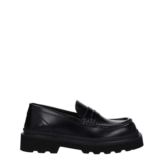 Dolce & Gabbana Black Leather Slip-On Loafers