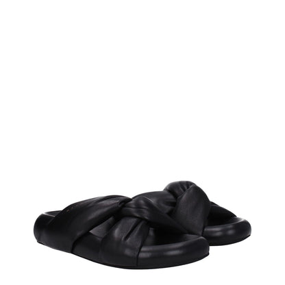 Marni Black Leather Slippers