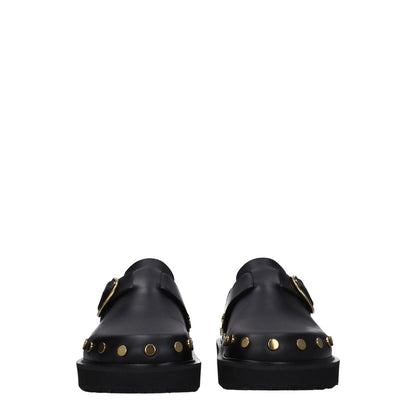 Isabel Marant Black Leather Slippers