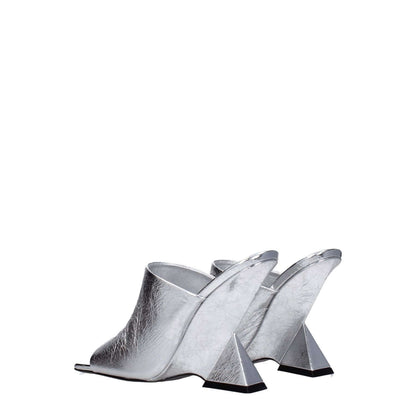 The Attico Gray Leather Platform Sandals