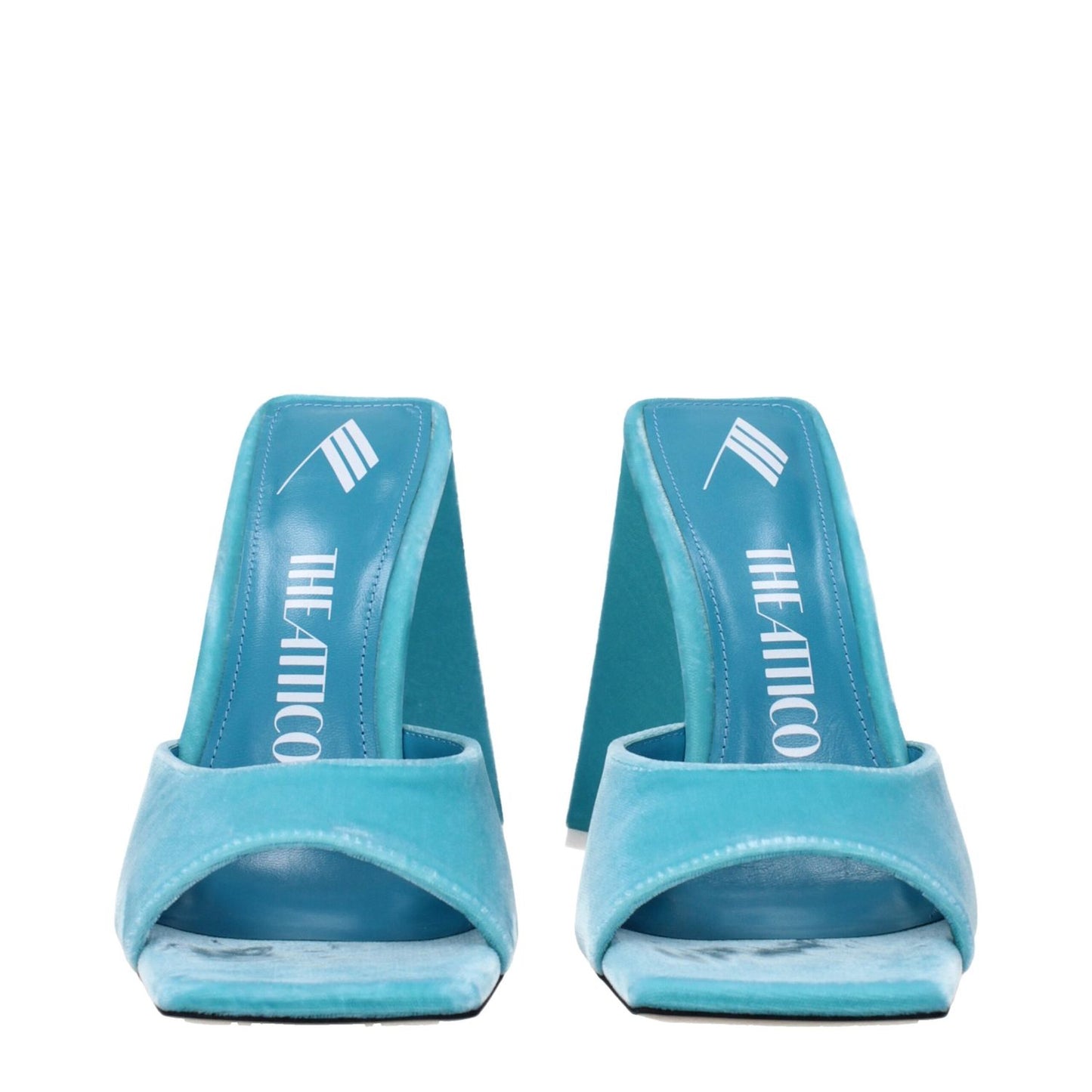 The Attico Light Blue Velvet Platform Sandals