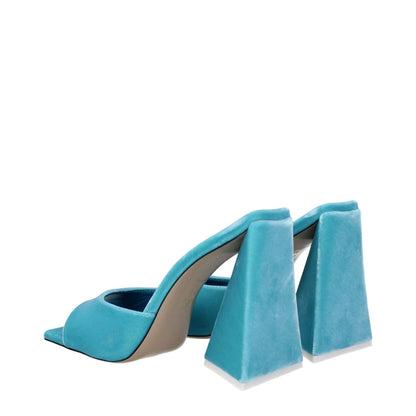 The Attico Light Blue Velvet Platform Sandals