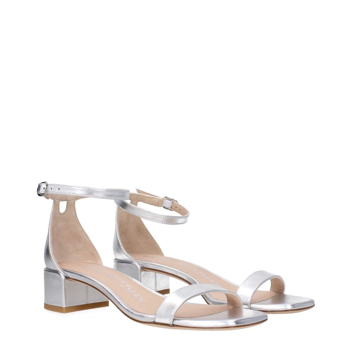 Stuart Weitzman Gray Leather Flat Sandals