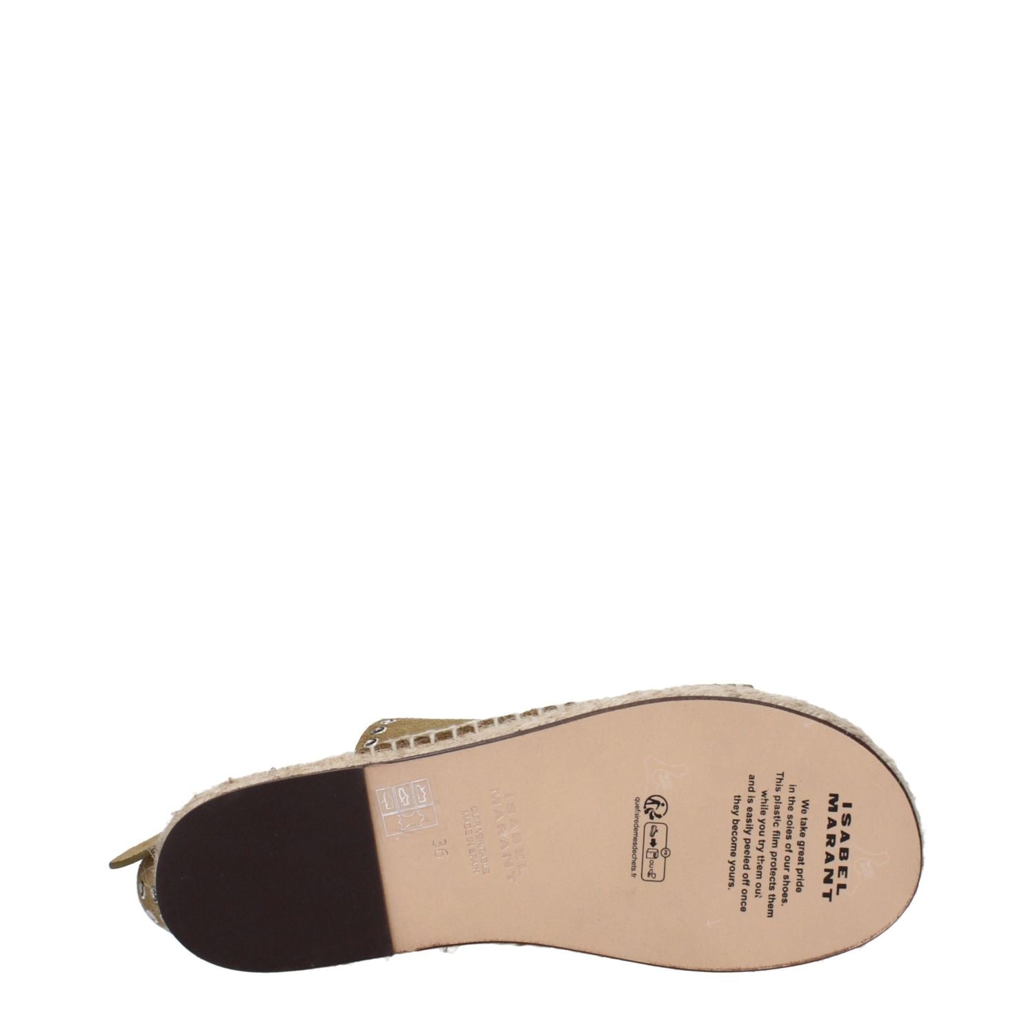 Isabel Marant Green Leather Flat Sandals