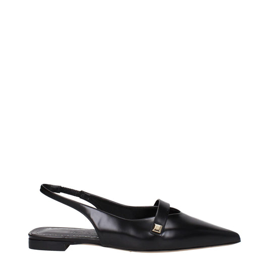 Max Mara Black Leather Ballet Flats MA-9258071130377-EU36/US6