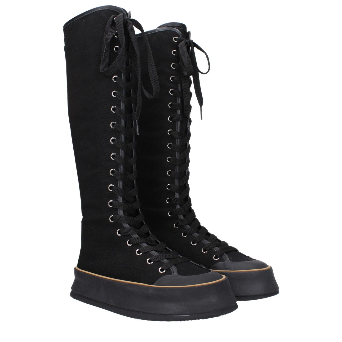 Max Mara Black Fabric Lace-Up Boots
