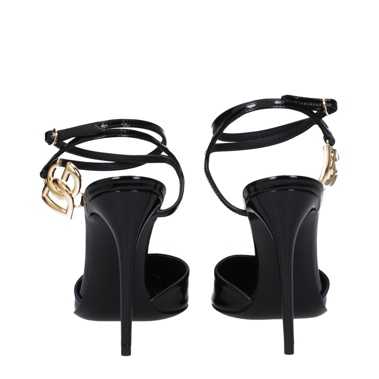 Dolce & Gabbana Black Leather Stiletto Heel Sandals