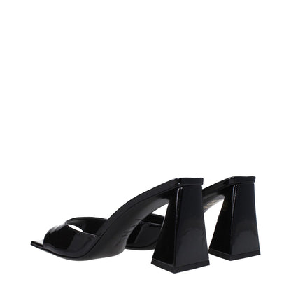 The Attico Black Leather Stiletto Heel Sandals