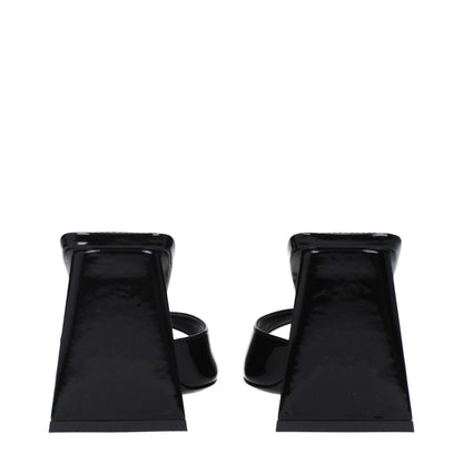 The Attico Black Leather Stiletto Heel Sandals