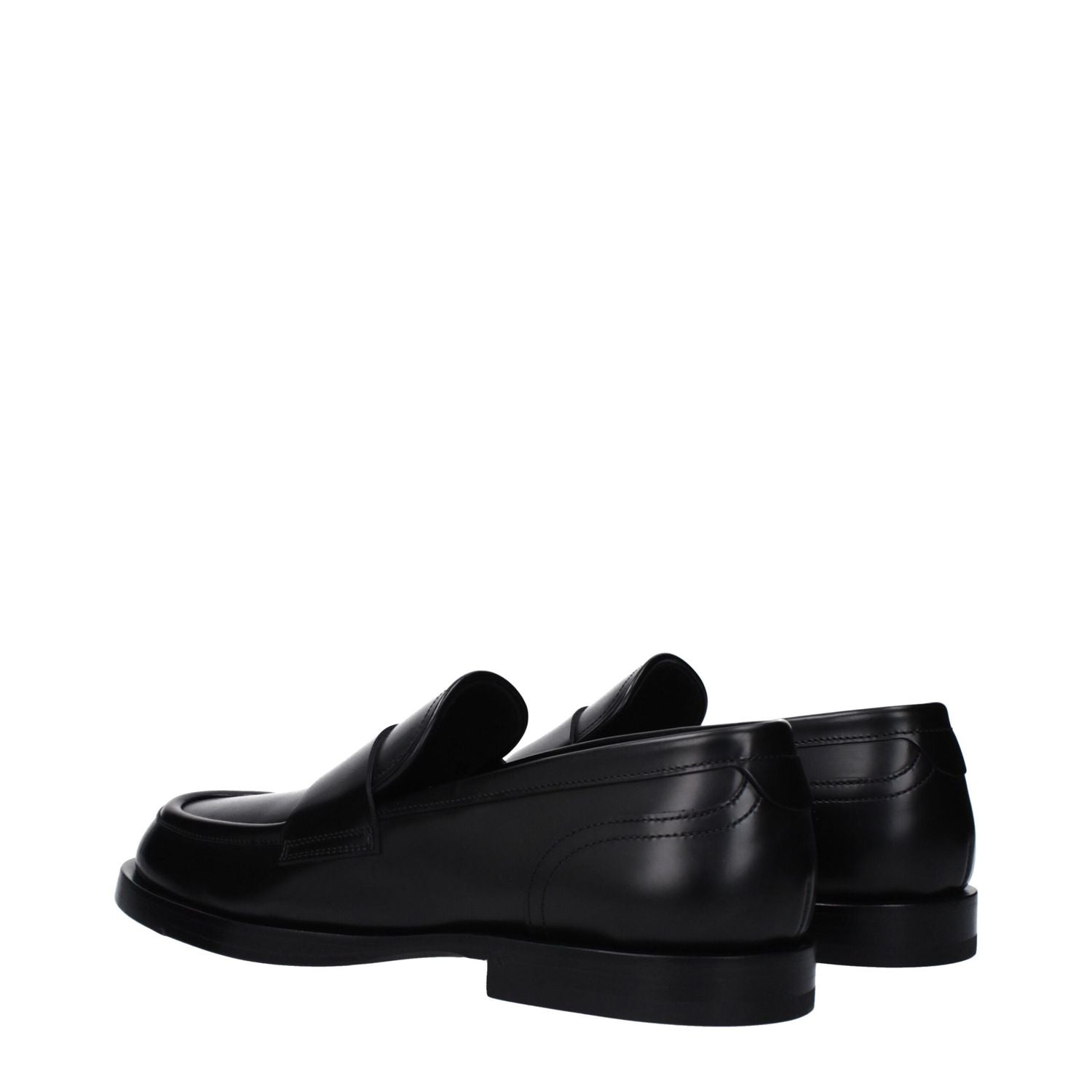 Dolce & Gabbana Black Leather Slip-On Loafers