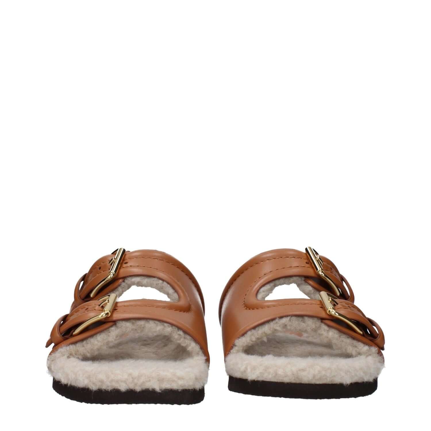 Valentino Garavani Brown Leather Slippers