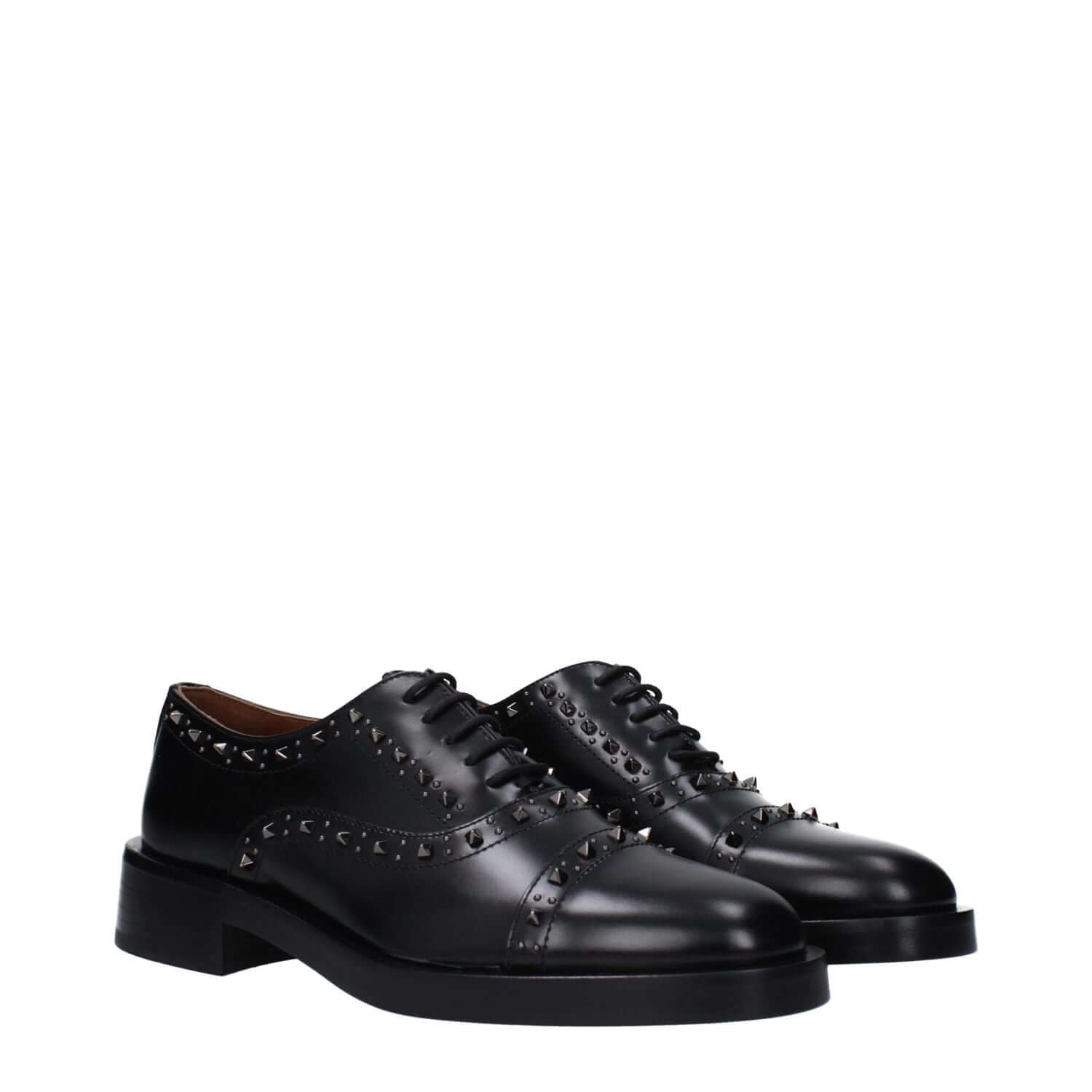 Valentino Garavani Black Leather Oxfords And Derbies