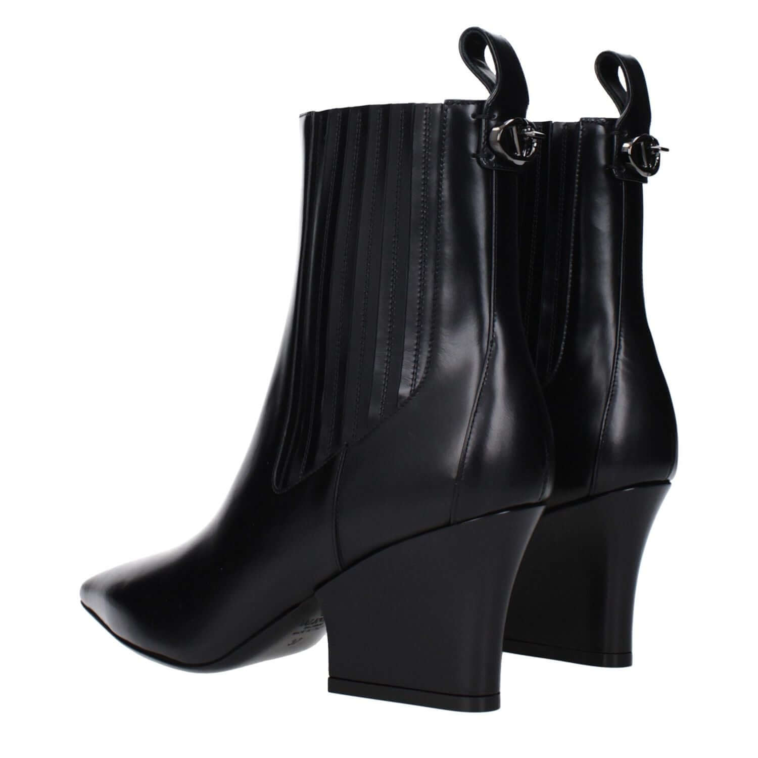 Valentino Garavani Black Leather Ankle Boots