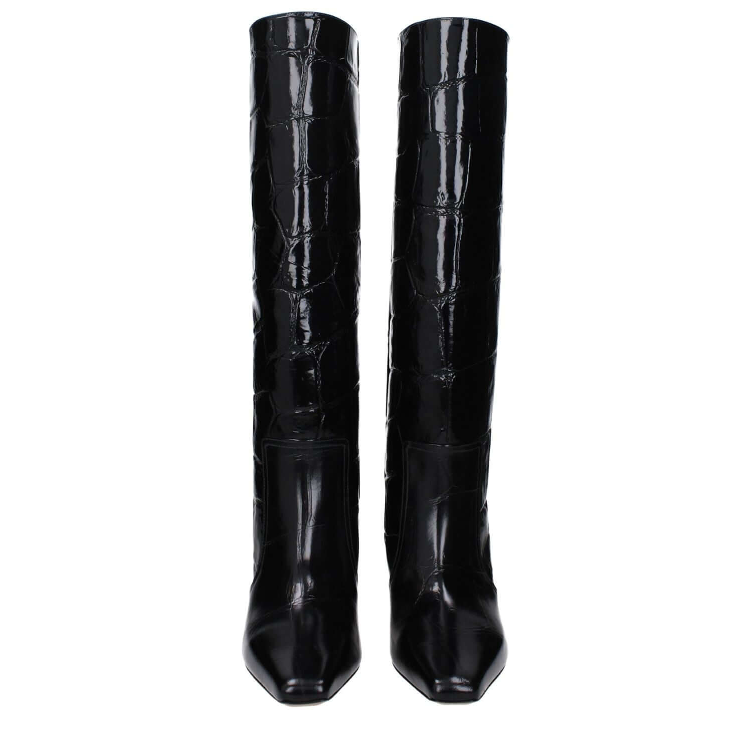 Paris Texas Black Leather High Heel Boots