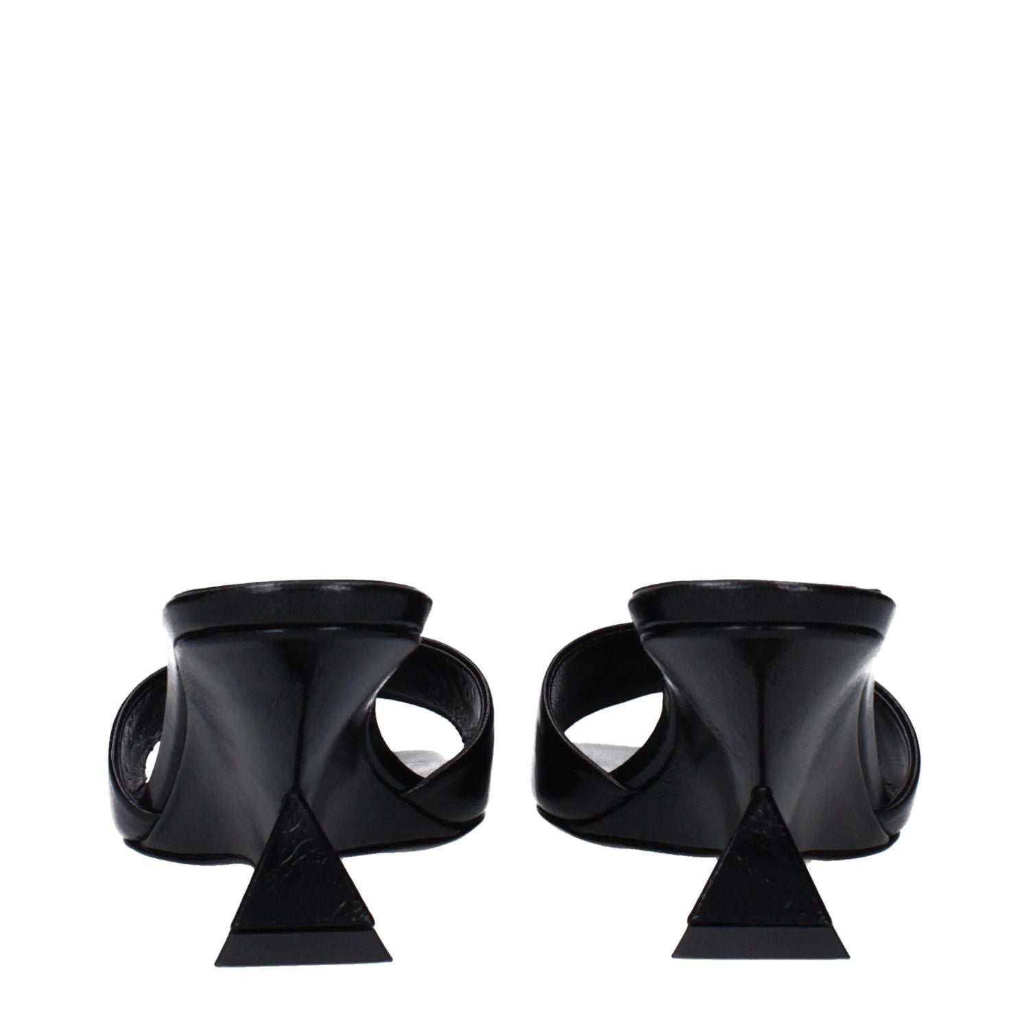 The Attico Black Leather Flat Sandals