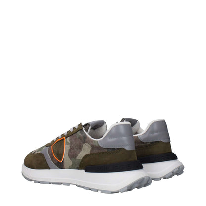 Philippe Model Green Fabric Athletic Sneakers with front and back logos, side detail; MPN ATLUZ0MIMETICOCAMOSCIOTB218, code F83323.