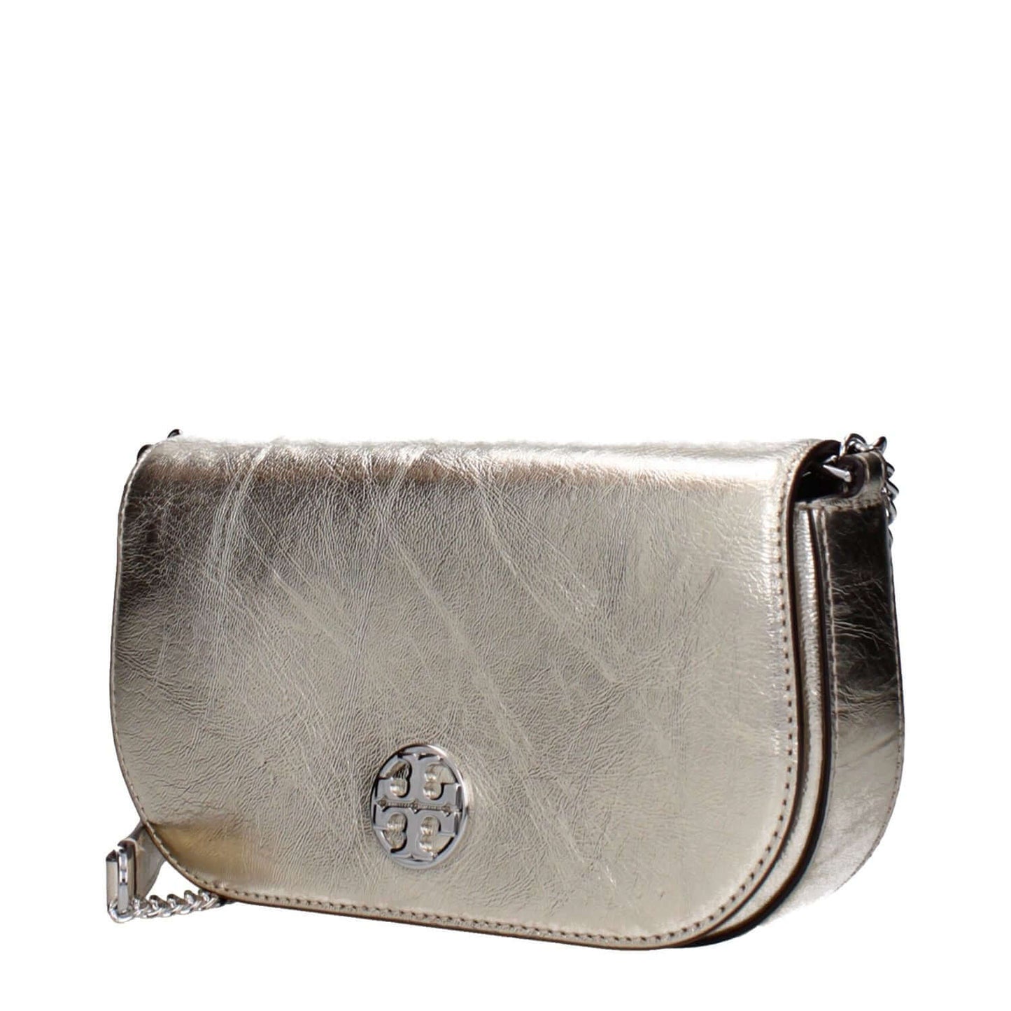Tory Burch Gold Leather Crossbody Bag with front logo, vintage and aged effect, MPN 153567723, product code F83376.