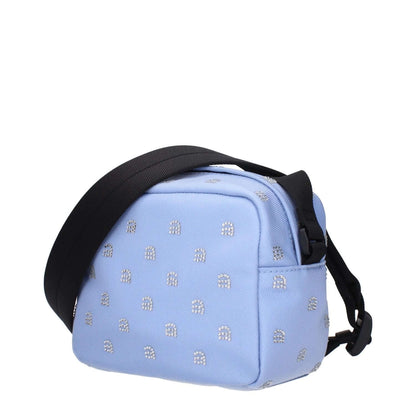 Alexander Wang Light Blue Fabric Crossbody Bag with rhinestones and adjustable shoulder strap, MPN 20123X03M450, code F83655