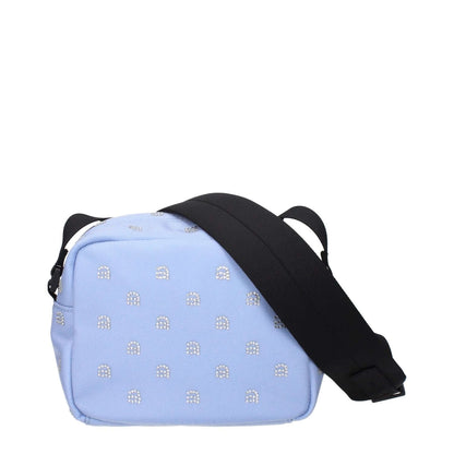 Alexander Wang Light Blue Fabric Crossbody Bag with rhinestones and adjustable shoulder strap, MPN 20123X03M450, code F83655.