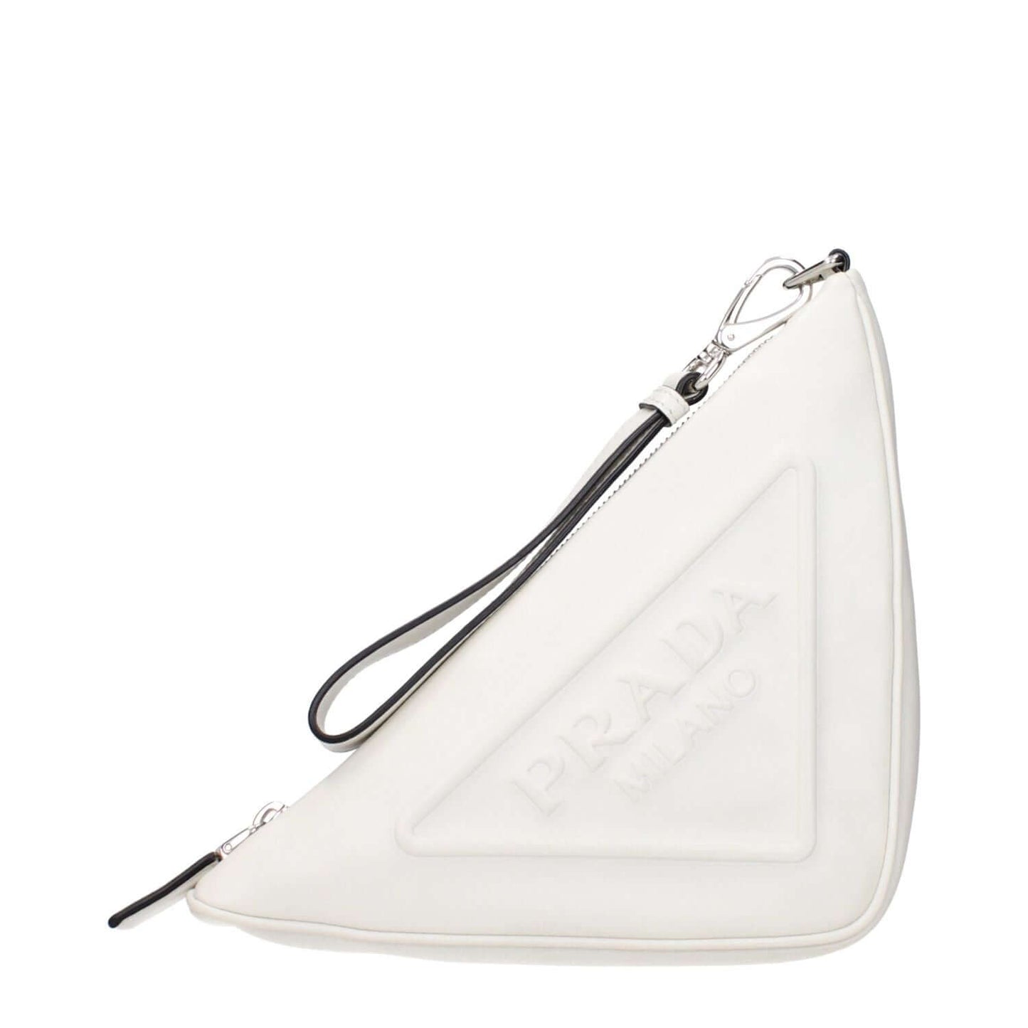 Prada White Leather Clutch Bag