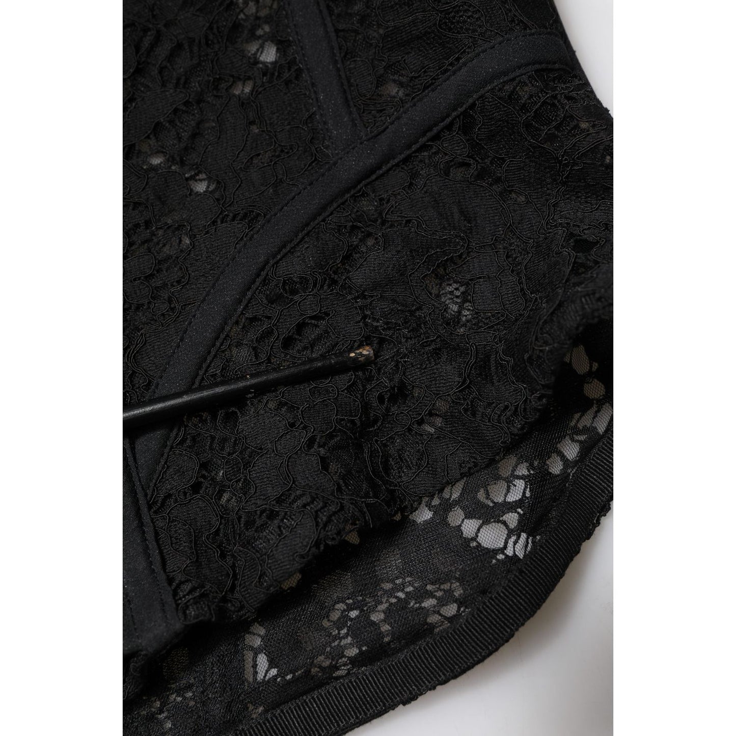 Dolce & Gabbana Black Strapless Floral Lace Bustier Cropped Top