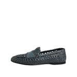 Dolce & Gabbana Blue Woven Raffia Slip On Loafers Shoes