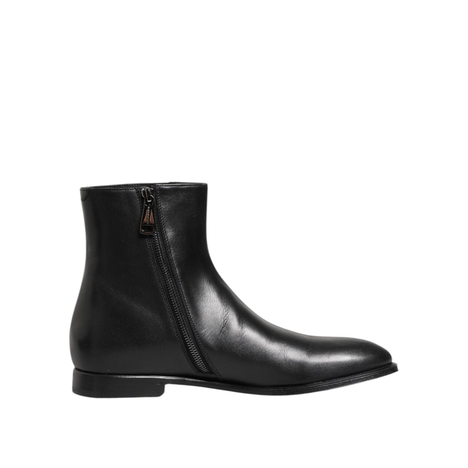 Dolce & Gabbana Black Leather Mid Calf Men Boots Shoes