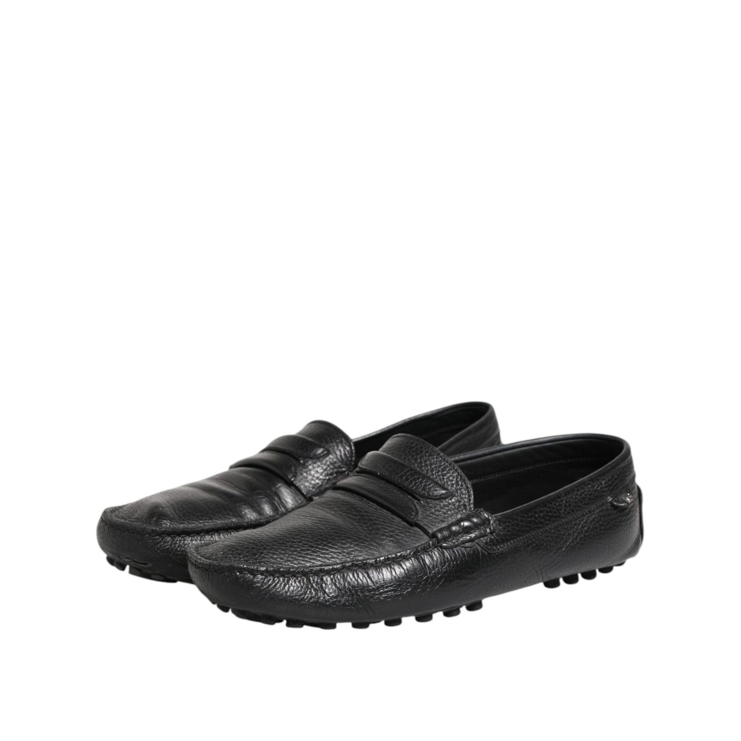 Dolce & Gabbana Black Leather Slip On Mocassin Loafer Shoes
