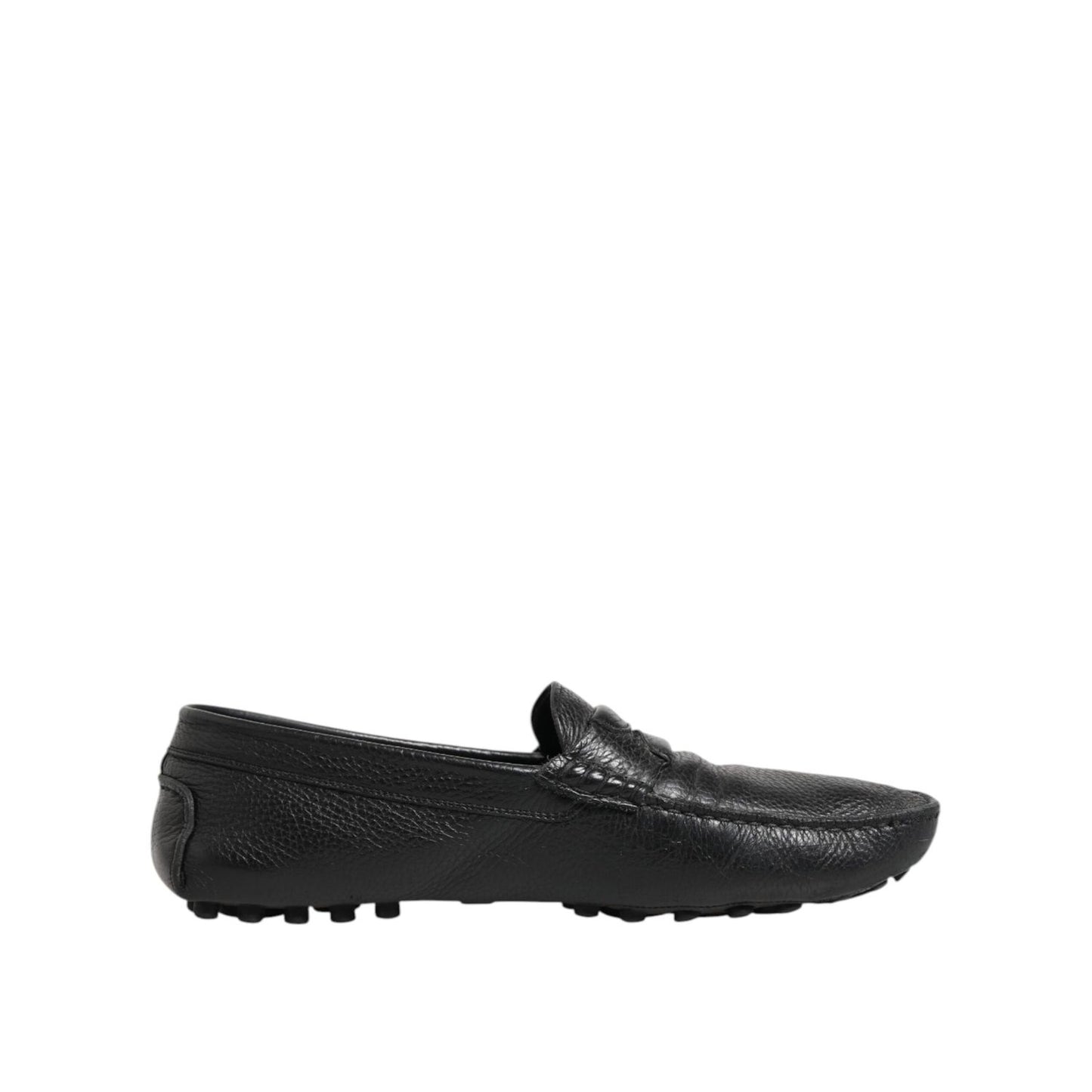 Dolce & Gabbana Black Leather Slip On Mocassin Loafer Shoes