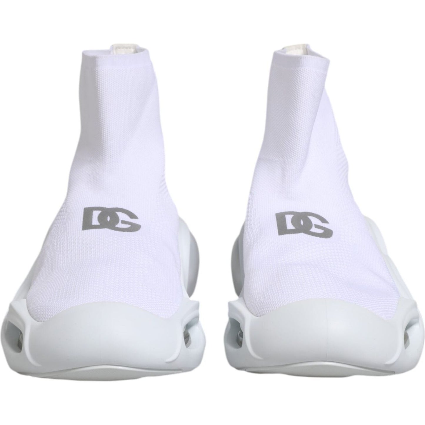 Dolce & Gabbana White Silver Slip On Wave Socks Sneakers Shoes MV7564-44