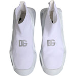 Dolce & Gabbana White Silver Slip On Wave Socks Sneakers Shoes MV7564-44