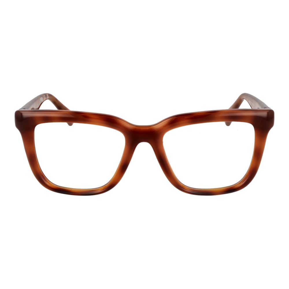 Guess Brown Unisex Glasses Frame, full-rim, plastic, rectangular style with demo lenses, size 52-19-145, includes branded case.