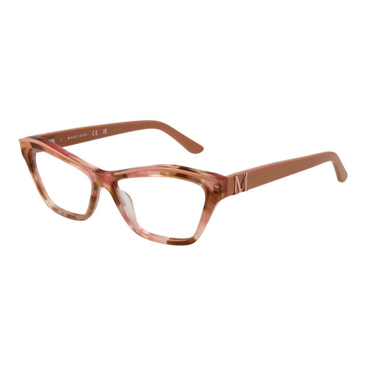 Marciano by Guess Beige Women Glasses Frame, cat eye style, full-rim acetate, demo lenses, 55-14-145 size with branded case.
