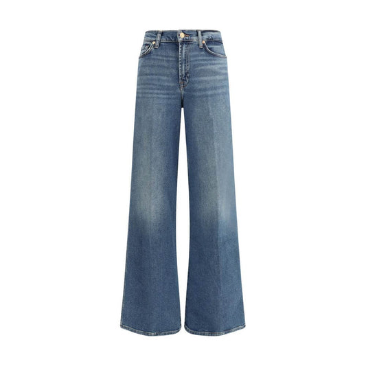 7FOR Blue Cotton Flared Jeans