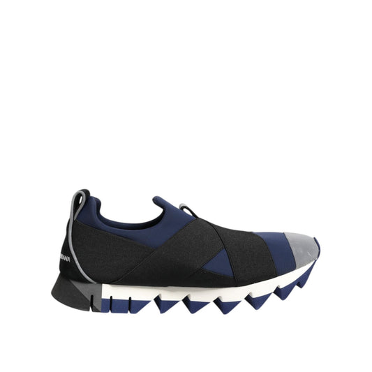 Dolce & Gabbana Blue Black Slip On Low Top Men Sneakers Shoes
