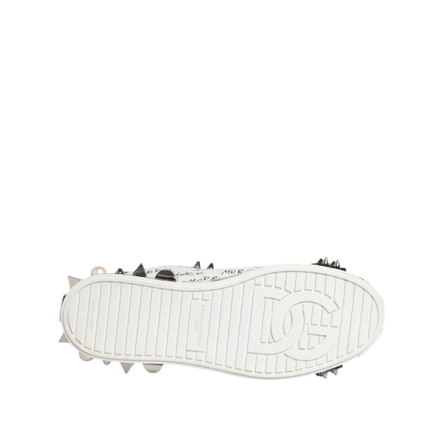 Dolce & Gabbana Black White Studded Low Top Sneakers Shoes