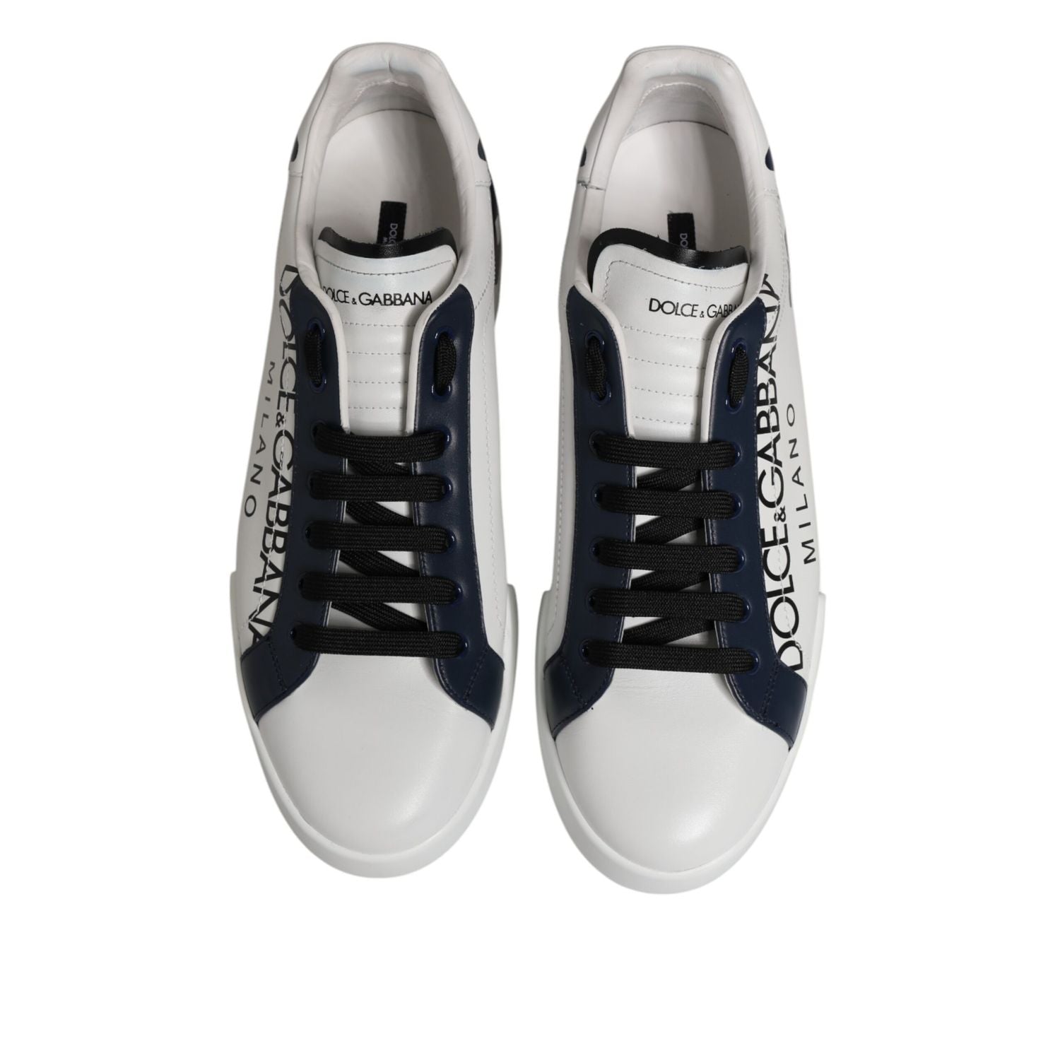 Dolce & Gabbana White Blue Crown Low Top Sneakers Shoes