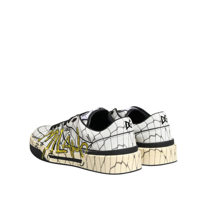 Dolce & Gabbana White Logo Print Low Top Men Sneakers Shoes