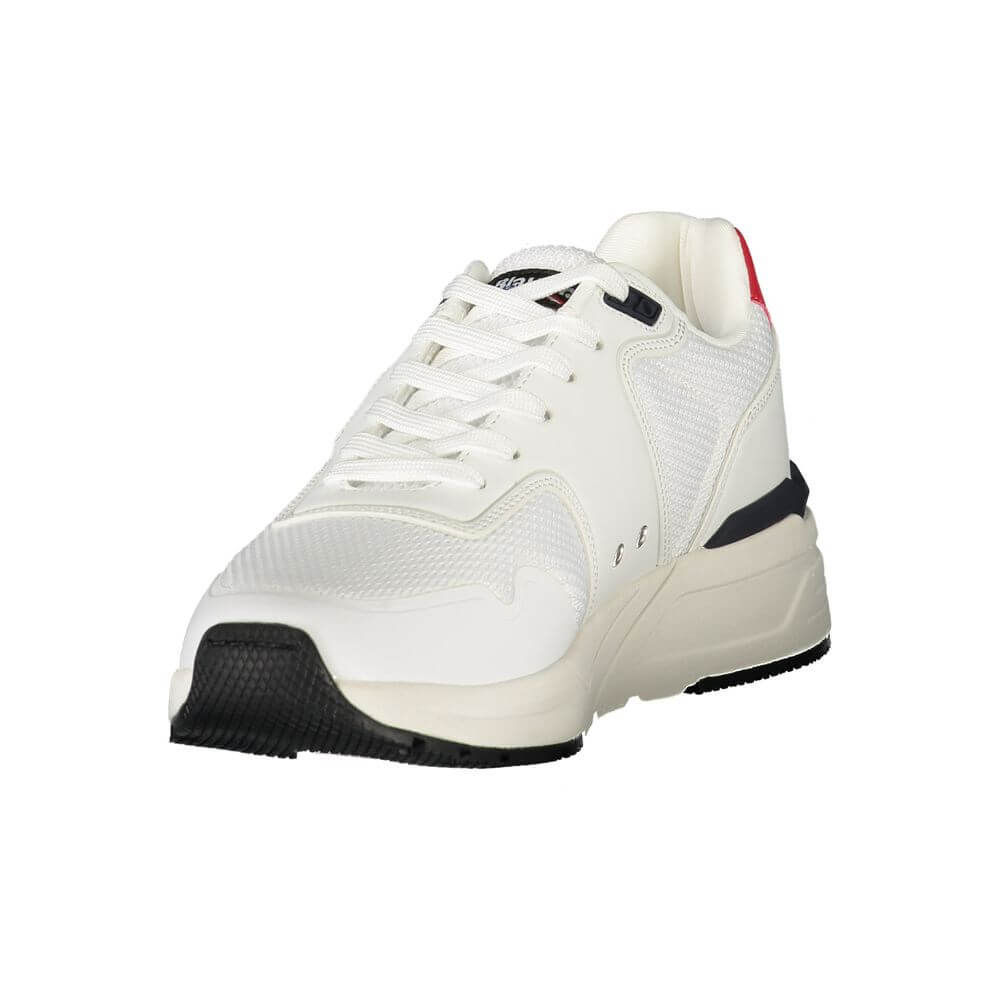 Blauer White Polyester Men Sneaker in sleek white design with contrasting details and Blauer logo, showcasing elite style and comfort.