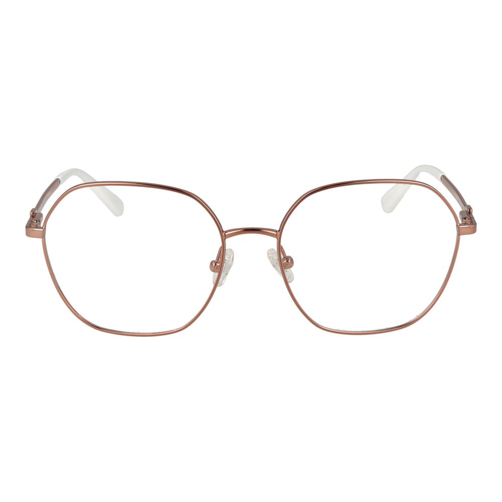 Guess Rose Gold Women Glasses Frame, full-rim square style, metal frame, demo plastic lenses with branded case included.