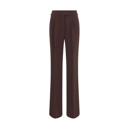 Tom Ford Brown Viscose Casual Pants with wide leg design, featuring side welt pockets and sophisticated side buckles.