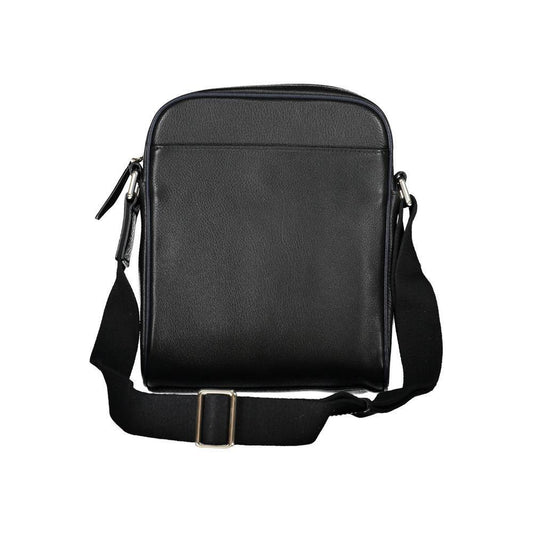 La Martina Black Leather Shoulder Bag LA-20552