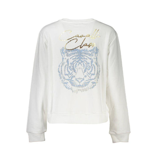 Cavalli Class White Cotton Sweater CA-21204-XS