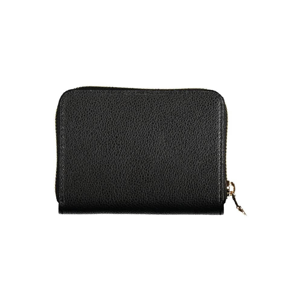 Patrizia Pepe Black Leather Wallet with zip closure, coin purse, and card spaces