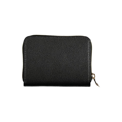 Patrizia Pepe Black Leather Wallet with zip closure, coin purse, and card spaces