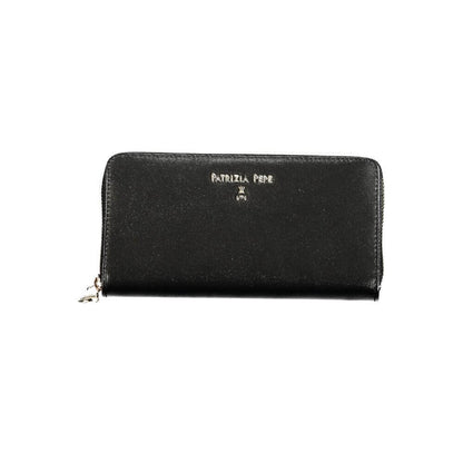 Patrizia Pepe Black Leather Wallet with compartments, card spaces, coin purse, and logo