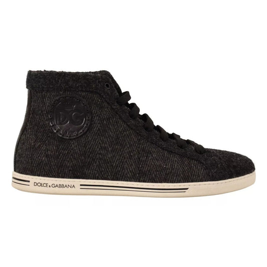 Dolce & Gabbana Gray Wool Cotton Casual High Top Sneakers MV4370 -44