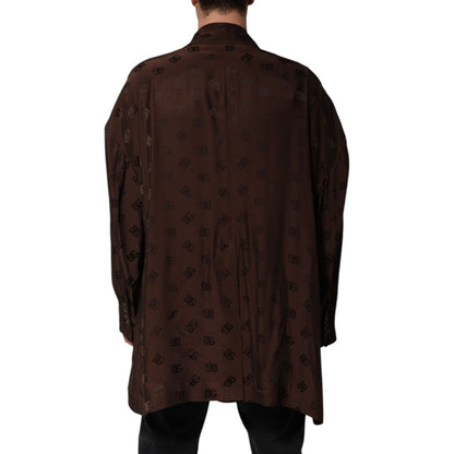 Dolce & Gabbana Brown Polyester Logo Monogram Coat Jacket