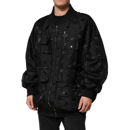 Dolce & Gabbana Black Cargo Windbraker Logo Mania Jacket