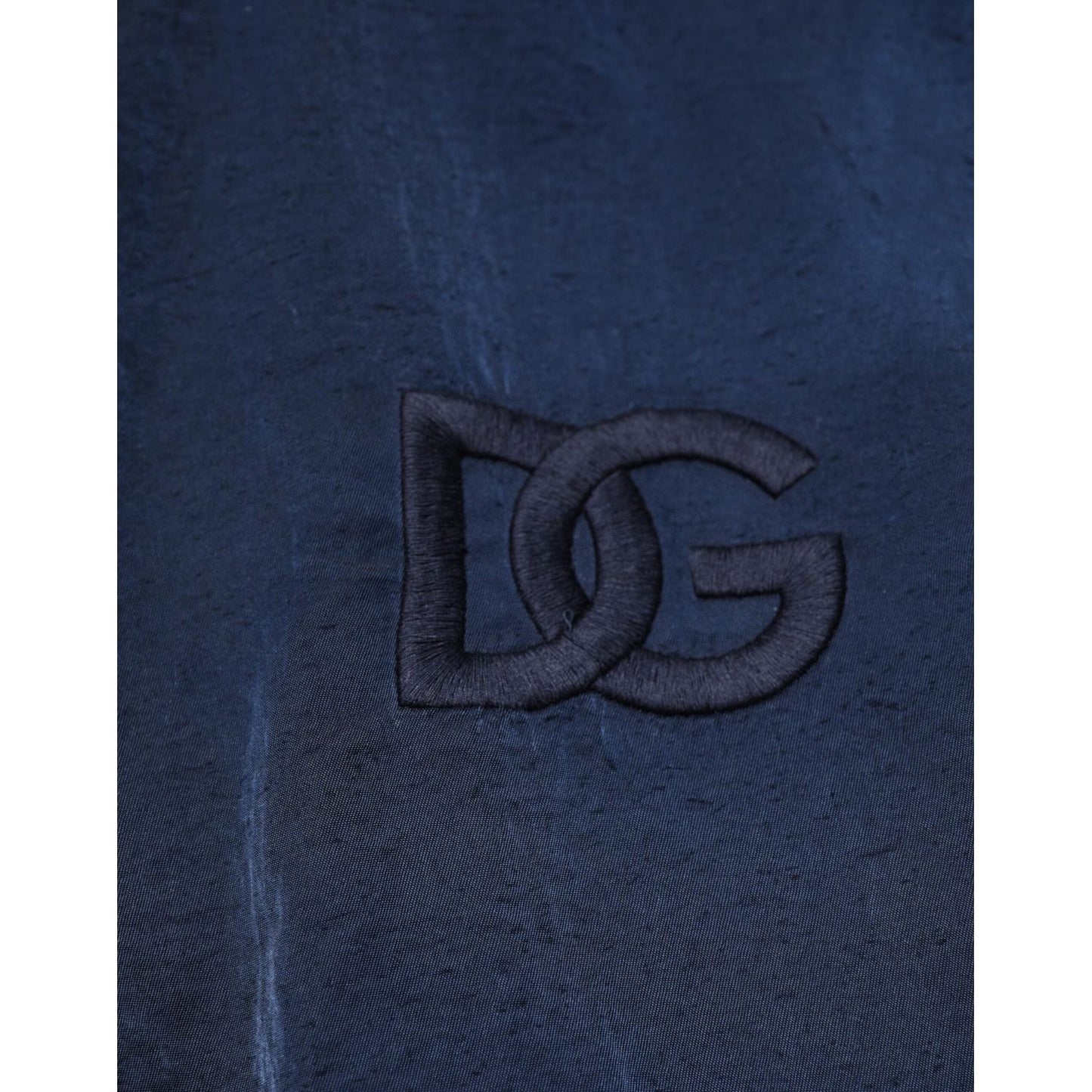 Dolce & Gabbana Blue Nylon DG Embroidery Men Bomber Jacket